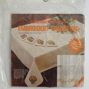 Columbia-Minerva Embroidery Transfers Kit Flower Baskets & Eyelet Bows 6581 NEW